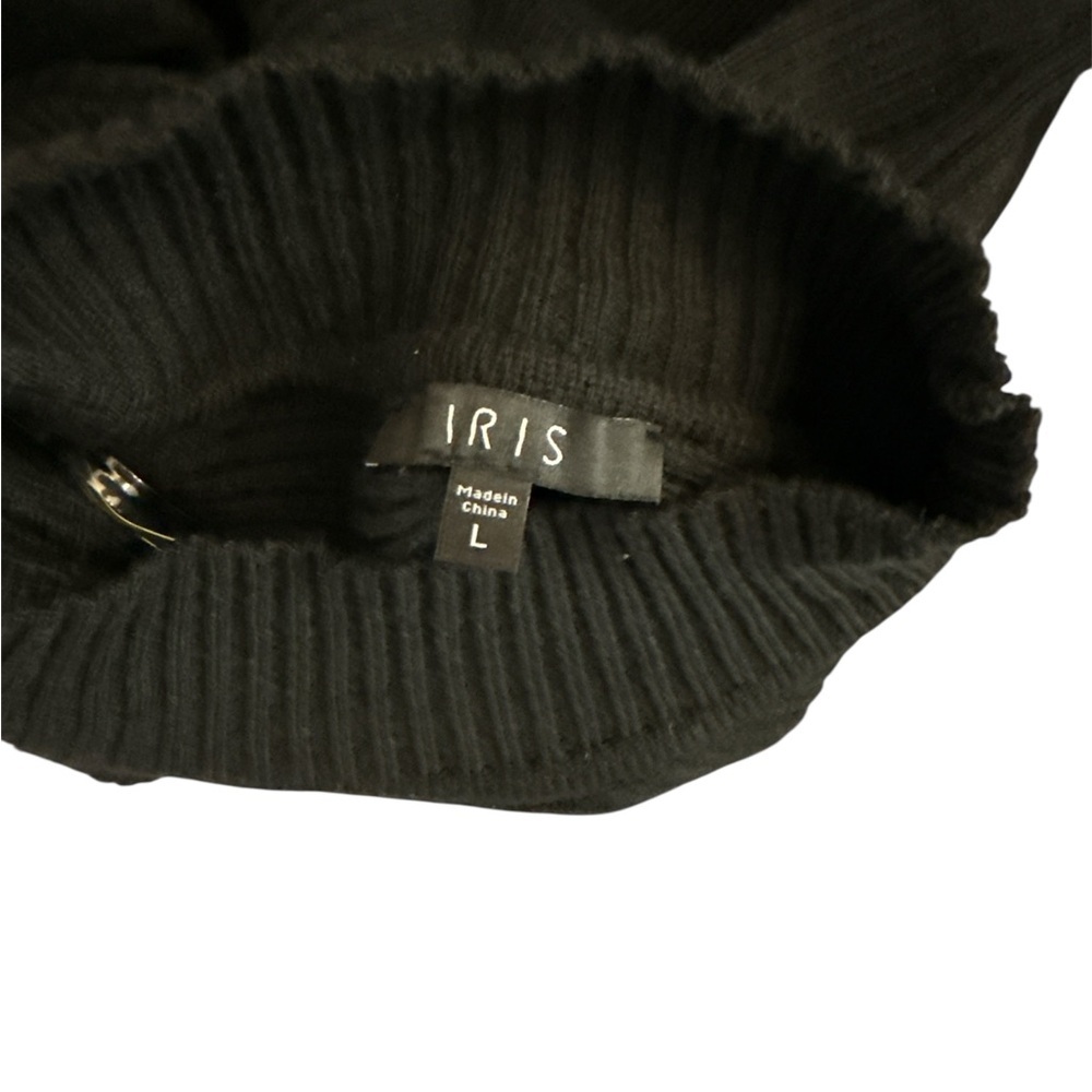 NWT IRIS Ribbed Mock Neck Sweater Black Size L | Modern Minimal - Picture 5 of 7